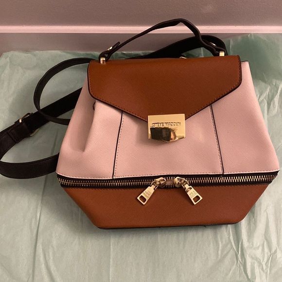 Steve Madden Light Brown Rare Color Block Cute Metal Detail Mini Backpack Purse main image 6